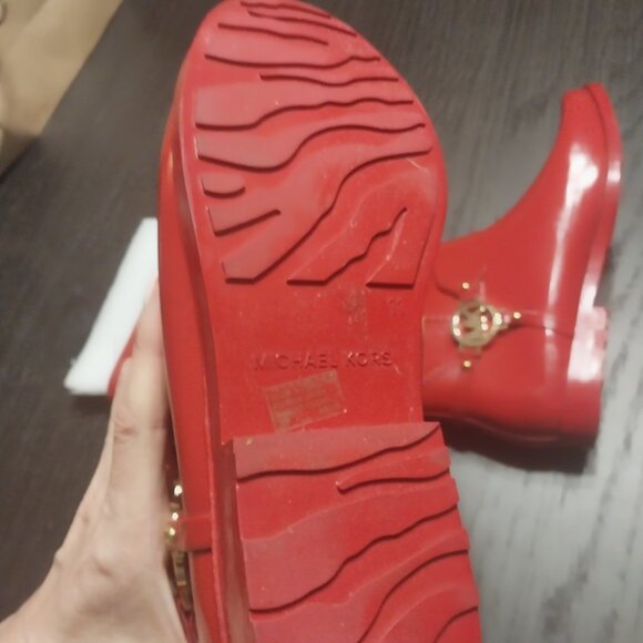 Michael Kors Fulton Harness Rubber Rainboots Red - Picture 2 of 4